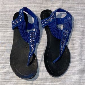 Blue sequin sandals